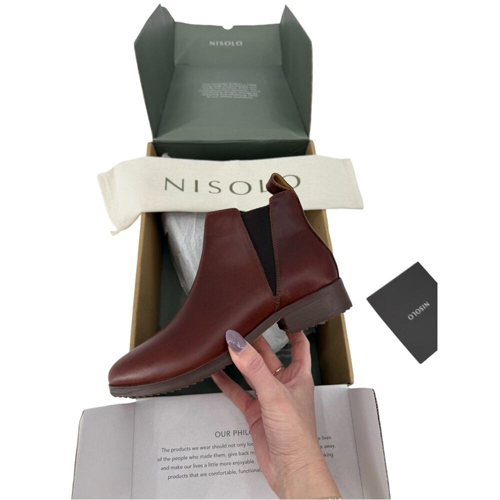 Nisolo Eva Everyday Chelsea Boot Auburn Leather NIB 8.5 Sustainable Designer - Picture 13 of 16